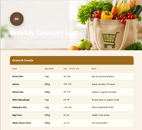 Weekly Grocery List